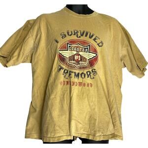 Raging River TShirt Adults XL Yellow I Survived Tremors Short Sleeve Crew Cotton